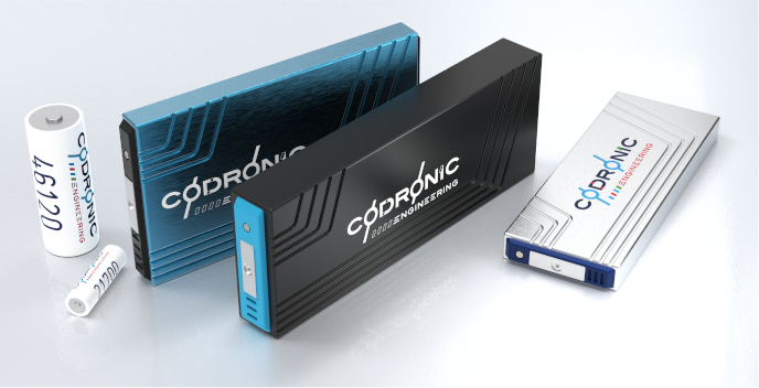 Batteriezellen mit Codronic Logo