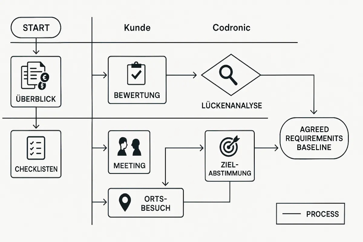 Ein Flussdiagramm wie die Angebotsgestaltung bei Codronic aussieht.